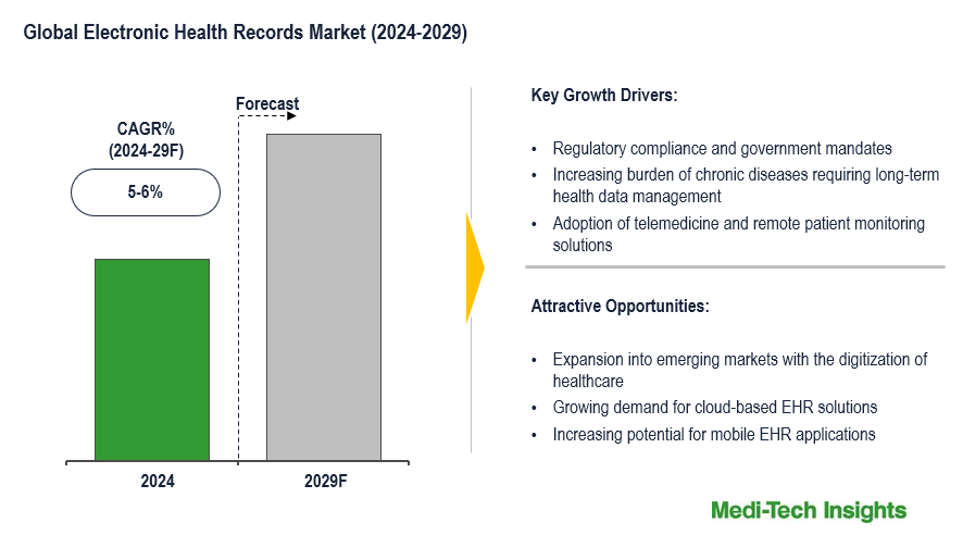 Global Electronic Health Records (EHR) Market: Balancing Innovation and Security with a 5-6% CAGR by 2029